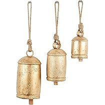 Deco 79 Metal Tibetan Inspired Meditation Decorative Cow Bell with Jute Hanging Rope, Set of 3 10... | Amazon (US)