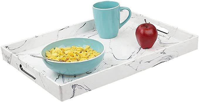 HDS Serving Tray Trading 18 x 13 Coffee Tray Faux Marble, White | Amazon (US)