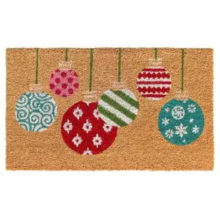 RugSmith Red Machine Tufted Baby It's Cold Outside Coir Doormat