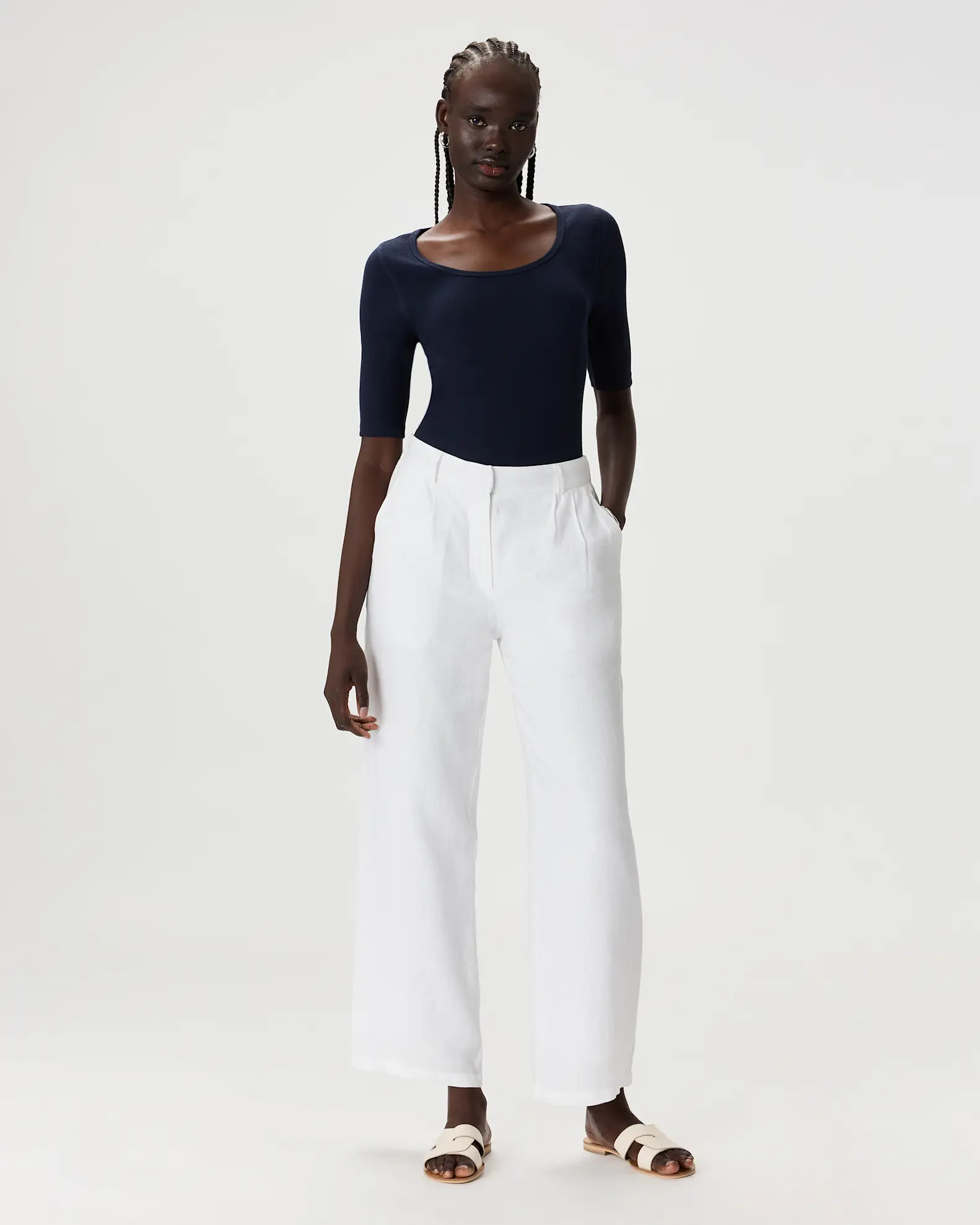 Organic Cotton Micro-Rib Elbow Sleeve Tee | Quince