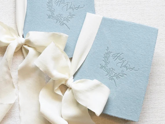 Antique Blue and Ivory Letterpress Vow Booklets  Wedding Vow - Etsy | Etsy (US)