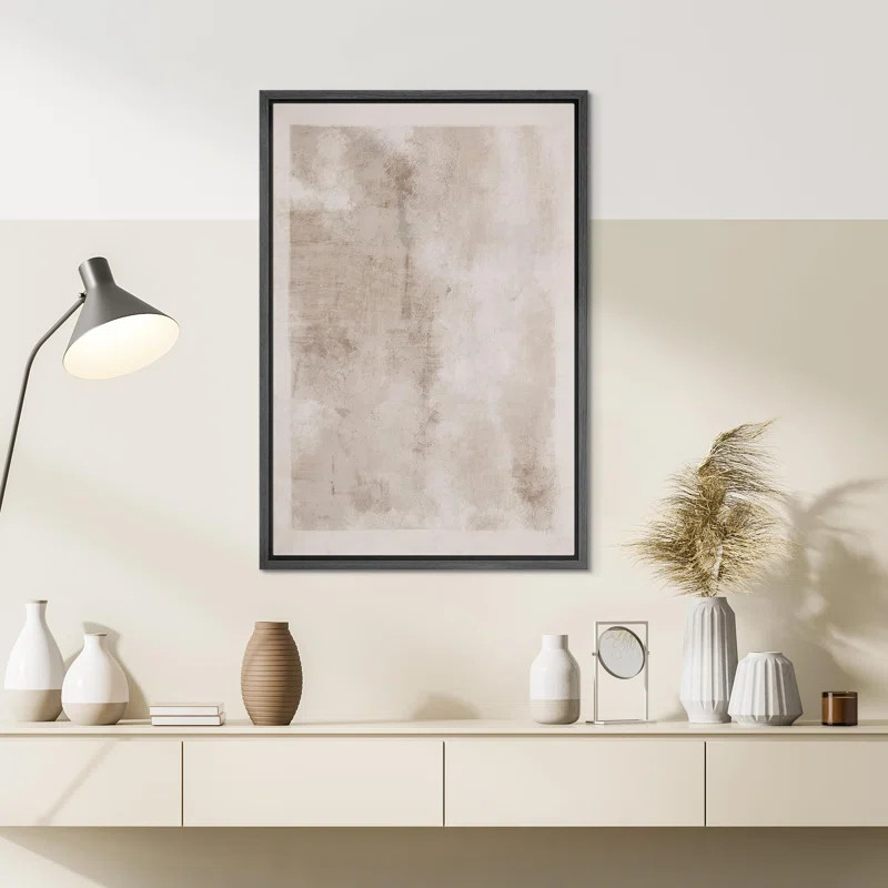 Minimal Landscape Abstract Faded Brown Tan Neutral Modern Picture Large Framed Canvas Print Wall ... | Wayfair North America