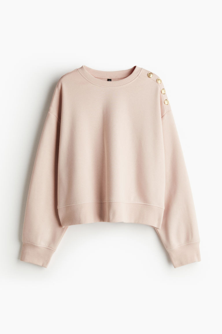 H & M - Button-Detail Sweatshirt - Pink | H&M (US + CA)