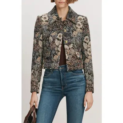 Veronica Beard Mabel Floral Tapestry Jacket in Dark Eggplant Multi at Nordstrom, Size Small | Nordstrom