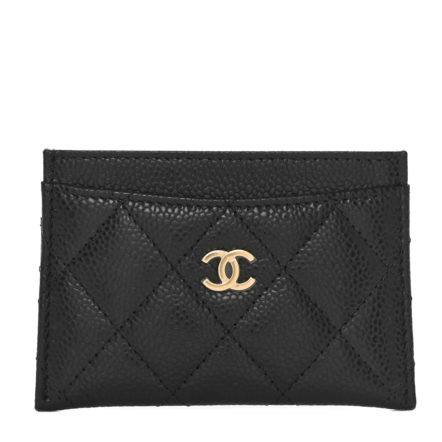 Caviar Quilted Card Holder Black | FASHIONPHILE (US)