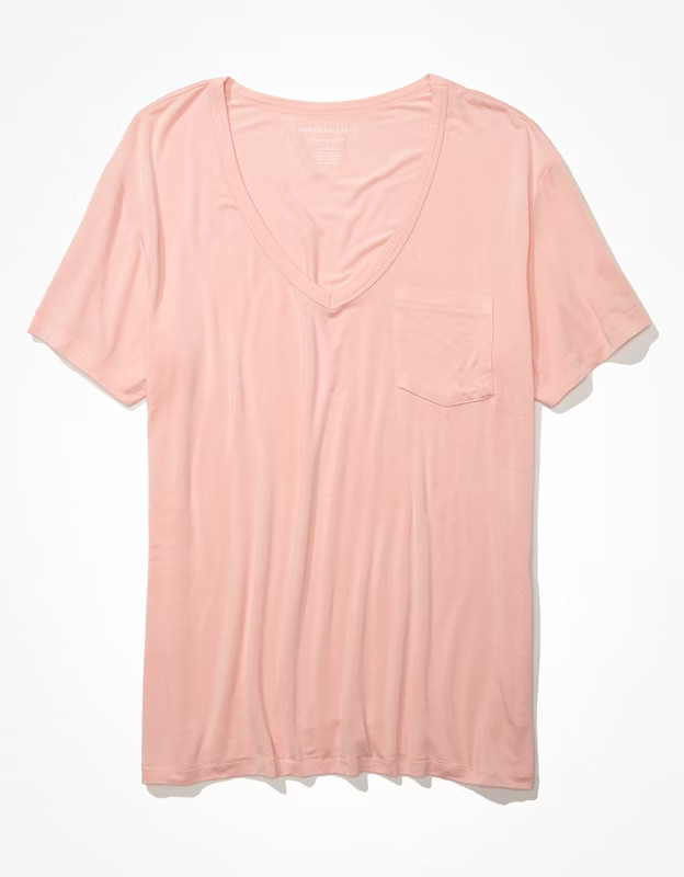 AE Oversized Soft & Sexy V-Neck Pocket T-Shirt | American Eagle Outfitters (US & CA)
