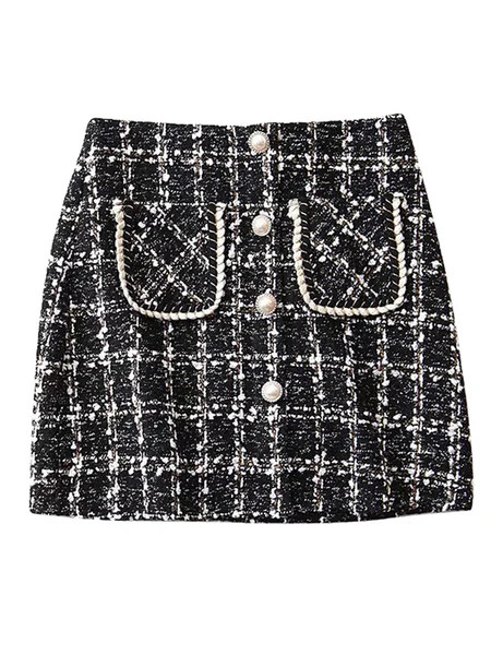 'Maci' Tweed Pearl Button Mini Skirt (2 Colors) | Goodnight Macaroon