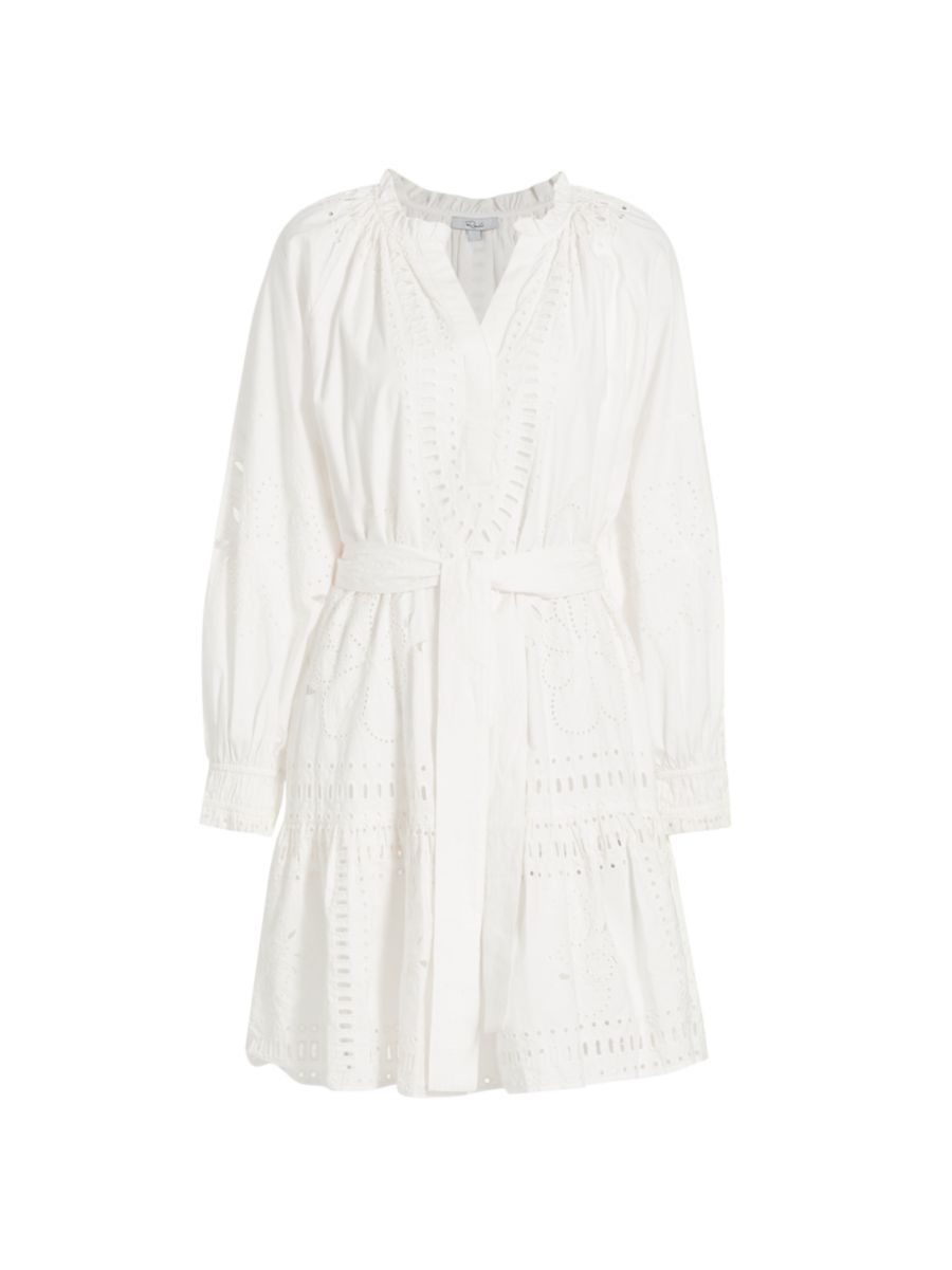 Saylor Cotton Eyelet Tie-Waist Minidress | Saks Fifth Avenue