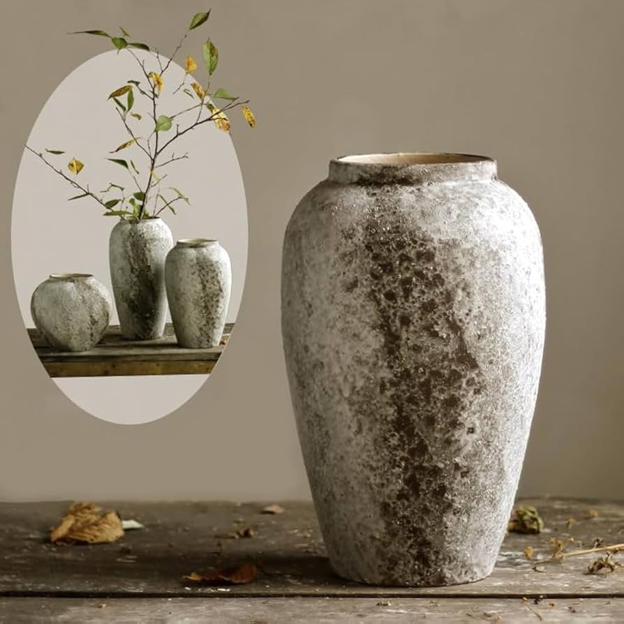 Denique Rustic Ceramic Tall Floor Vase, Vintage Farmhouse Decor, Large Terracotta Vases for Livin... | Amazon (US)