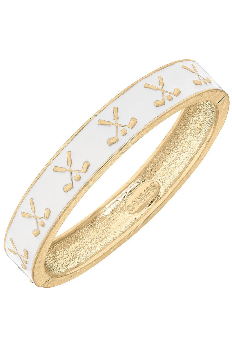 Briar Golf Club Enamel Hinge Bangle in White | CANVAS