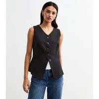 Women's Black V-Neck Button Front Waistcoat New Look | New Look (UK)