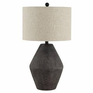 Ersta 26.5 in. Brown Table Lamp with Oatmeal Shade | The Home Depot