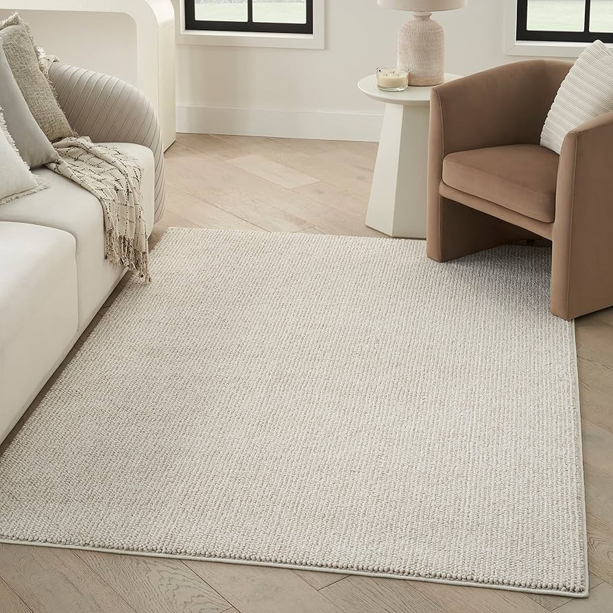 Nourison Home Textured Home All-Over Design Ivory Beige 9' x 12' Area Rug, Easy Clean, Non Sheddi... | Amazon (US)