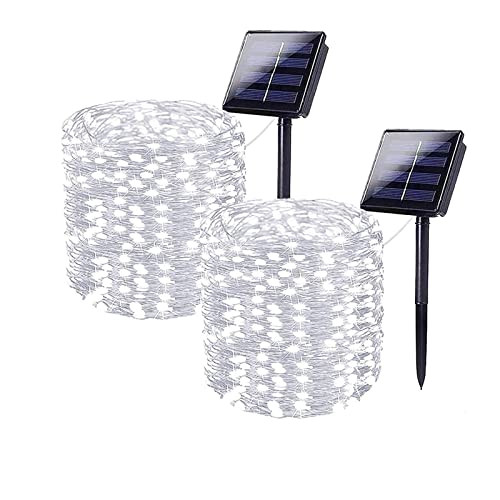 Solar String Lights Outdoor, 2-Pack Each 72FT 200 LED Solar Fariy Lights Outdoor, Solar Twinkle Lights with 8 Modes, Waterproof Solar String Lights for Tree Outside Decorations (Cool White) | Amazon (US)