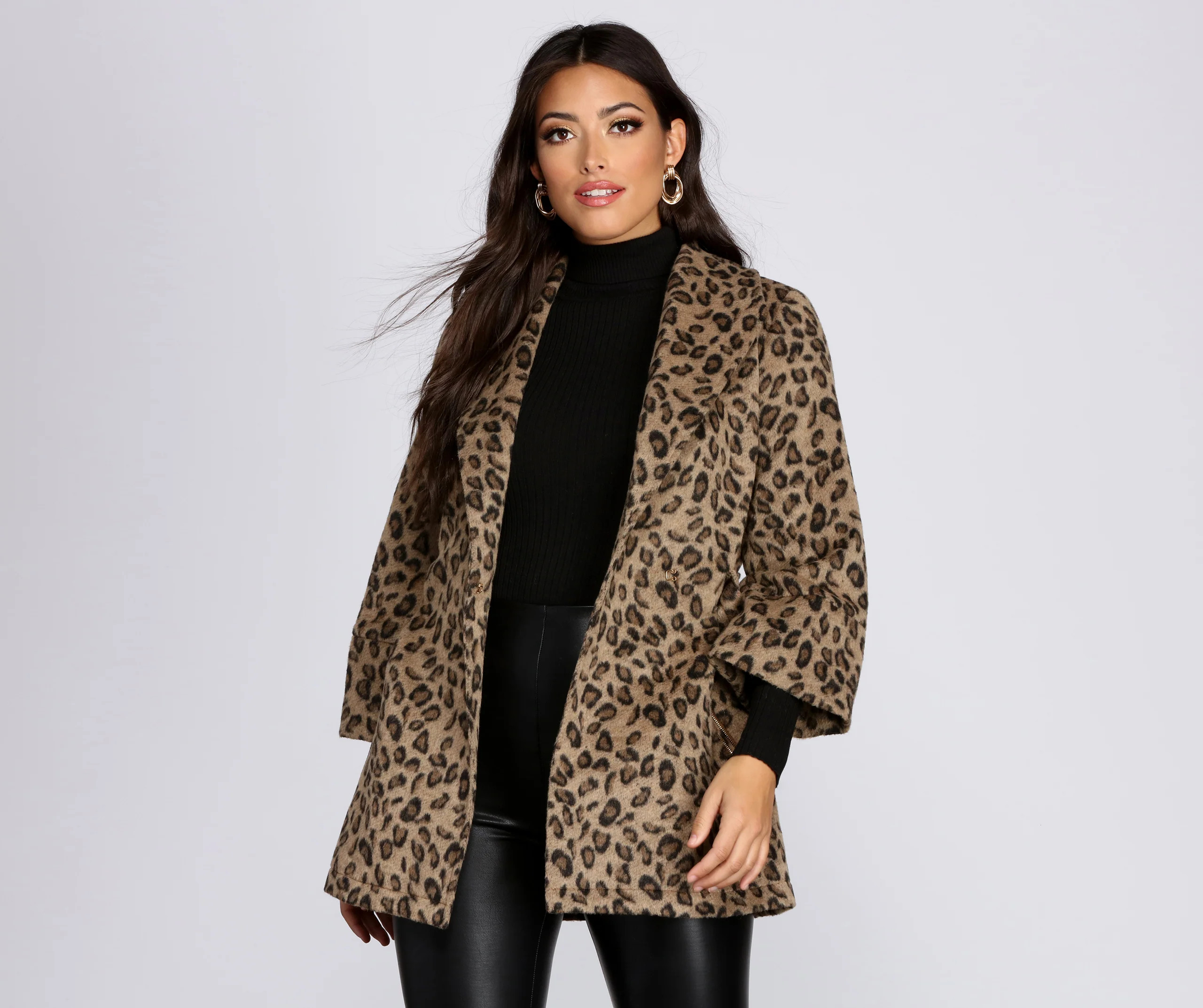 Collared Faux Fur Leopard Coat | Windsor Stores