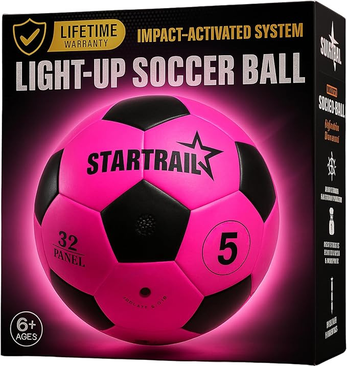 Glow in the Dark Soccer Ball | Sports Gift for Girls Ages 6-15 | LED Light-Up Ball with 3 Extra B... | Amazon (US)