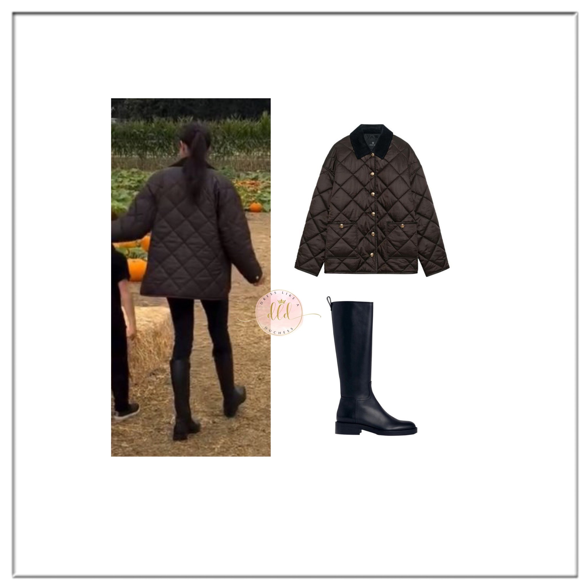 10/26/25 Meghan Markle at the pumpkin patch with her family wearing Anine Bing + Co riding boots 