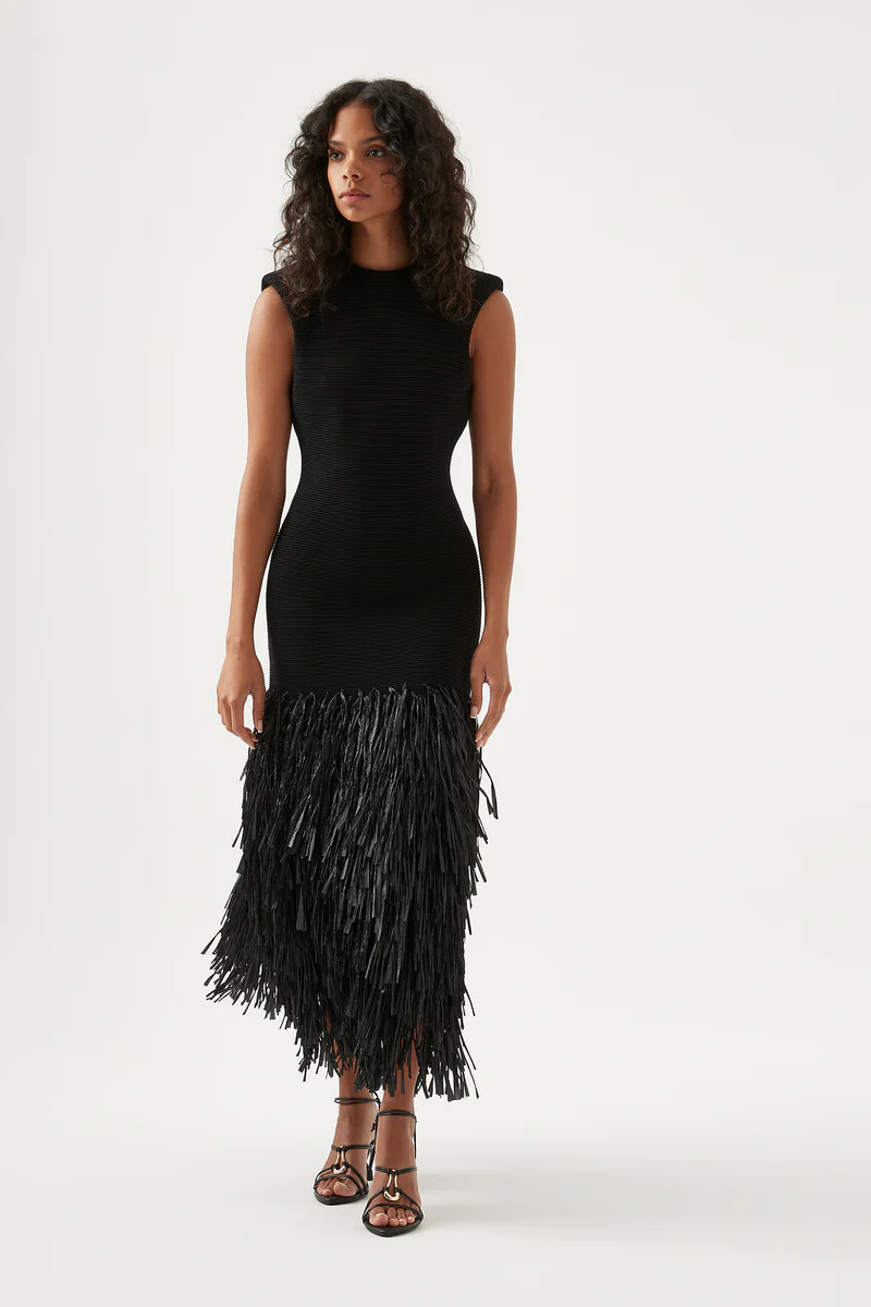 Rushes Raffia Knit Midi Dress | aje. (Australia and New Zealand)