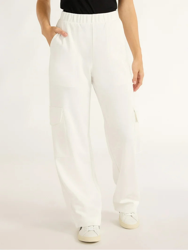 Free Assembly Women's and Women's Plus Wide Leg Knit Cargo Pants, 30” Inseam, Sizes XS-4X | Walmart (US)