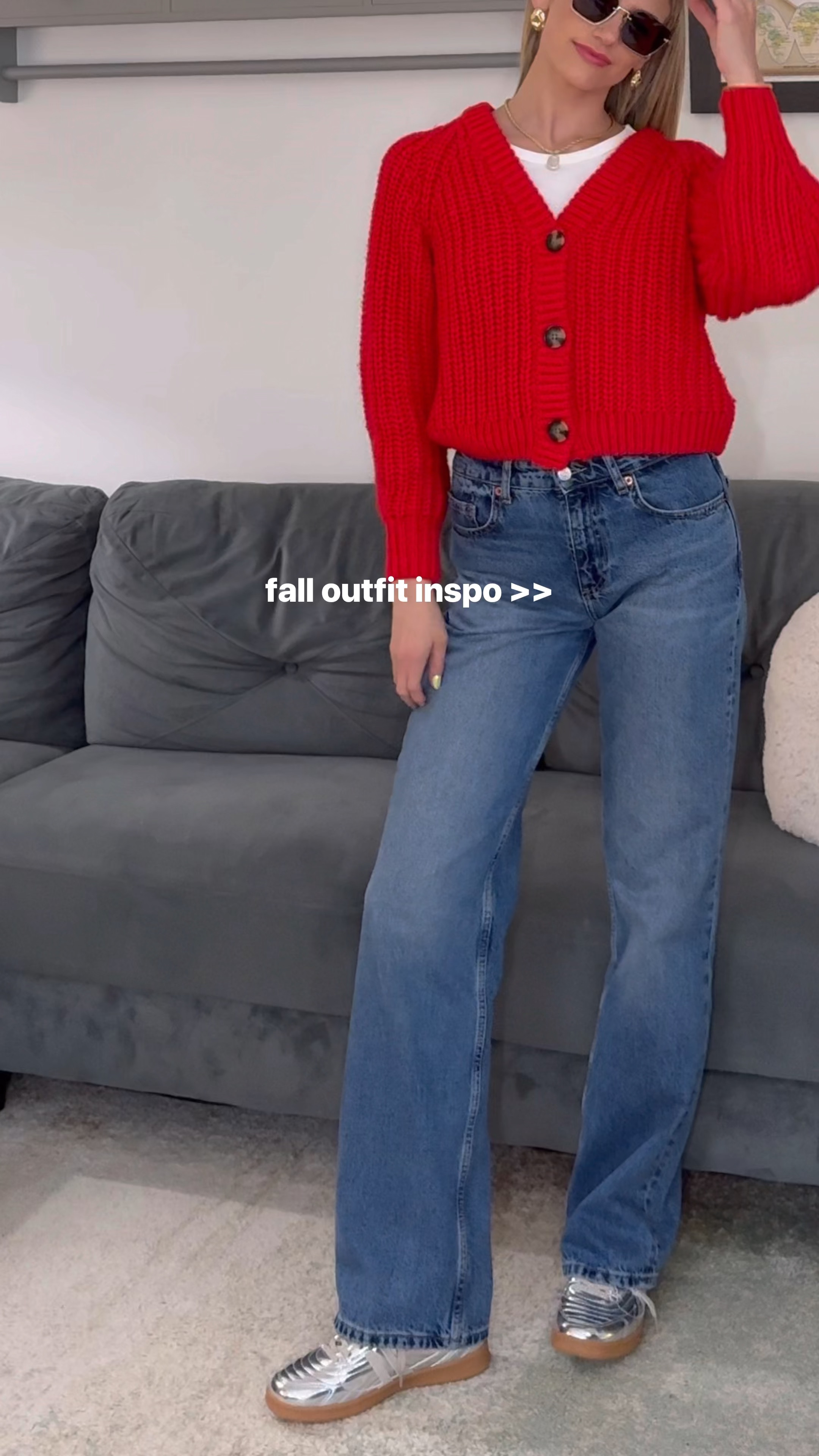 a fall outfit inspo with a red cardigan and silver metallic sneakers!! ❤️🍒 

i'm working on building my fall capsule wardrobe for 2024!! 



#LTKFindsUnder100 #LTKFallSale #LTKFindsUnder50