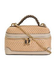 Made In Italy Straw Small Vanity Handbag With Gold Chain Handle Strap | TJ Maxx