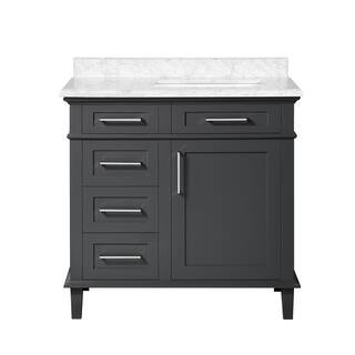 Home Decorators Collection Sonoma 36 in. W x 22 in. D x 34 in. H Bath Vanity in Dark Charcoal wit... | The Home Depot