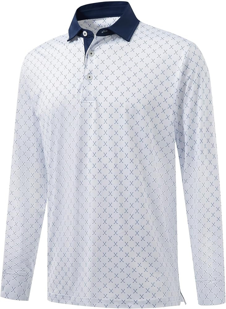 M MAELREG Golf Shirts for Men Dry Fit Performance Moisture Wicking Casual Print Collared Long Sle... | Amazon (US)