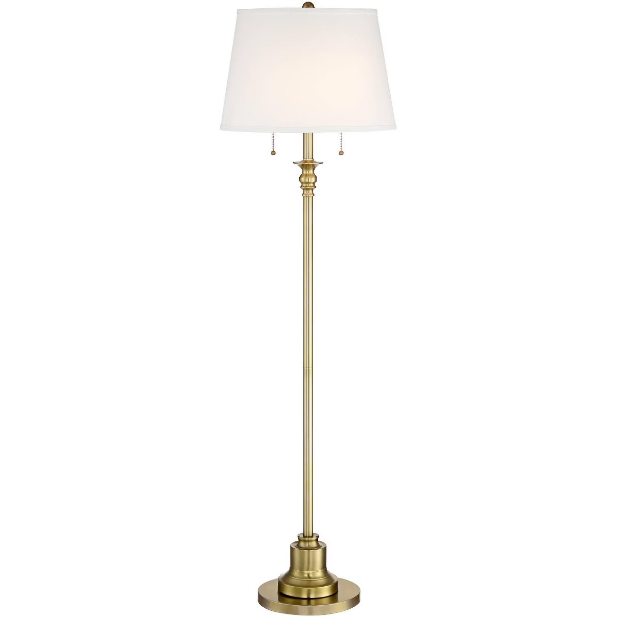 360 Lighting Spenser Vintage Floor Lamp 58" Tall Brushed Antique Brass Metal Off White Linen Drum... | Target