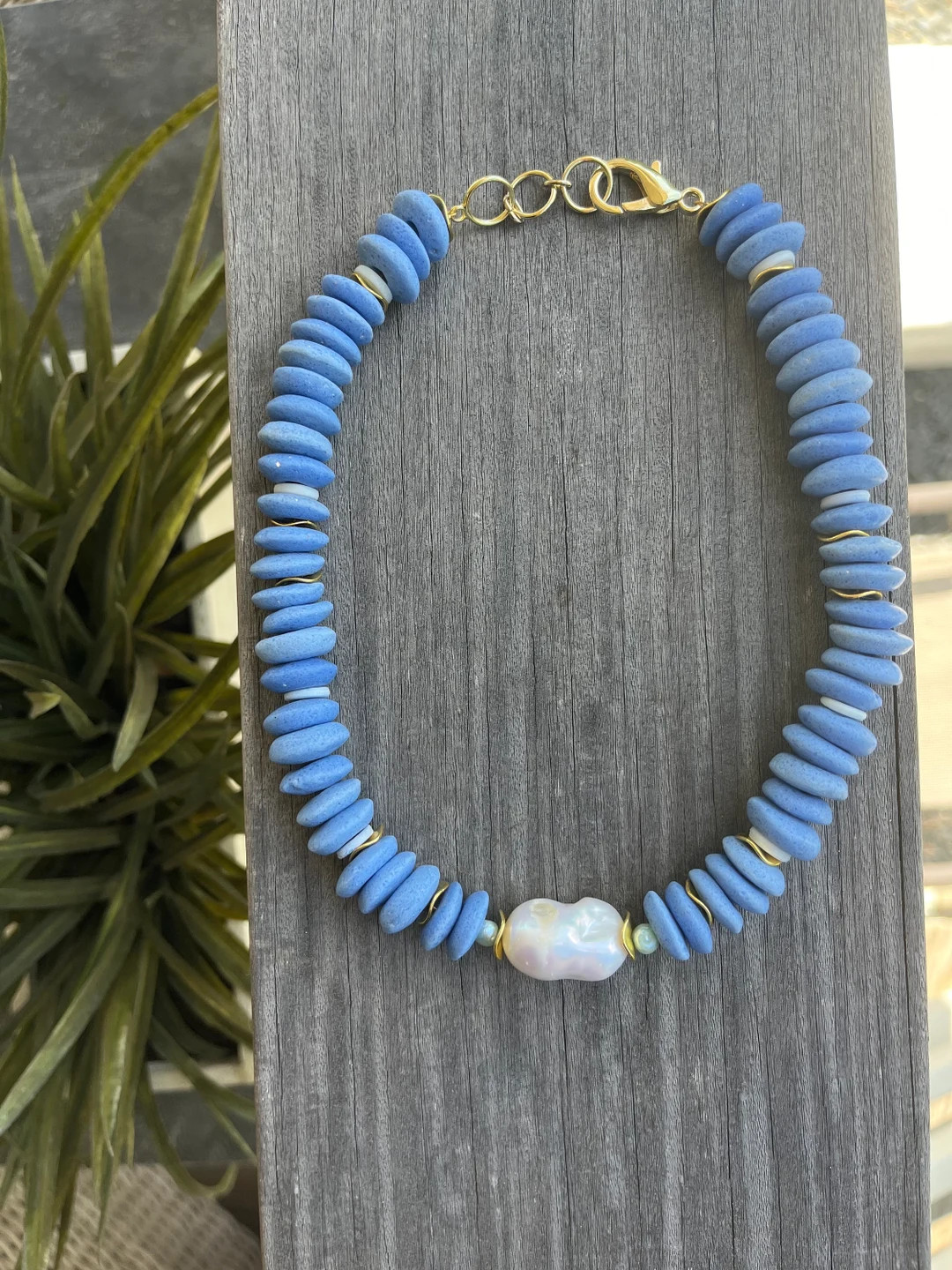 Gemstone Collar Pearl Necklace | Etsy (US)