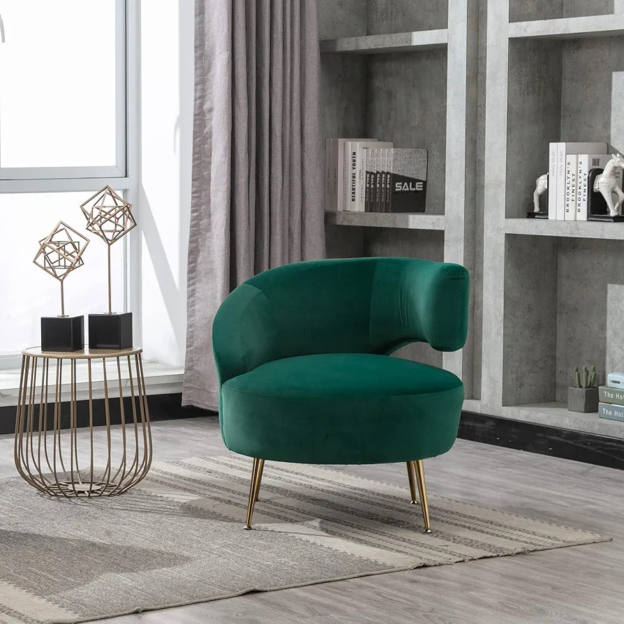 Tabaray Accent Chairs for Living Room Barrel Velvet Accent Chair with Golden feet for Bedroom, Mo... | Amazon (US)