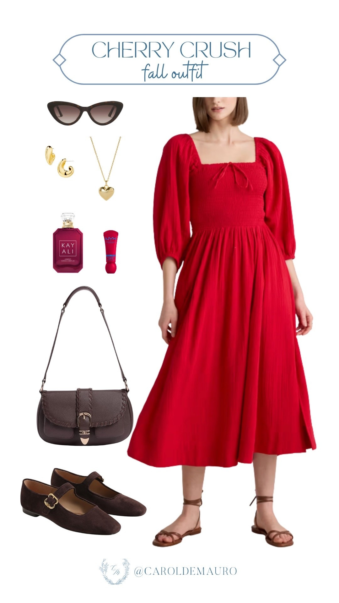 Crushing on this cherry red dress for a beautiful and bold fall look! The smocked bodice and puff sleeves give it a relaxed feel, while the simple accessories like Mary Jane flats and a shoulder bag keep it perfectly casual for a day out
#brunchlook #picnicoutfit #datenight #vacationstyle

#LTKStyleTip #LTKSeasonal #LTKU