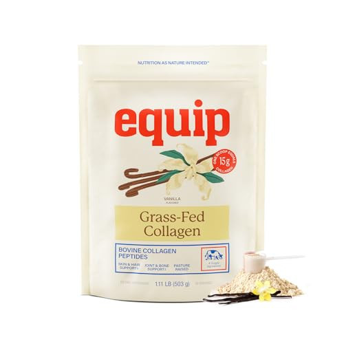 Equip Grass-Fed Hydrolyzed Collagen Powder - Pasture-Raised Bovine Collagen Peptides Powder - 14g Per Scoop - Clean, Daily Supplement for Joints, Gut, Skin, Hair & Nails - Vanilla (30 Scoops) | Amazon (US)