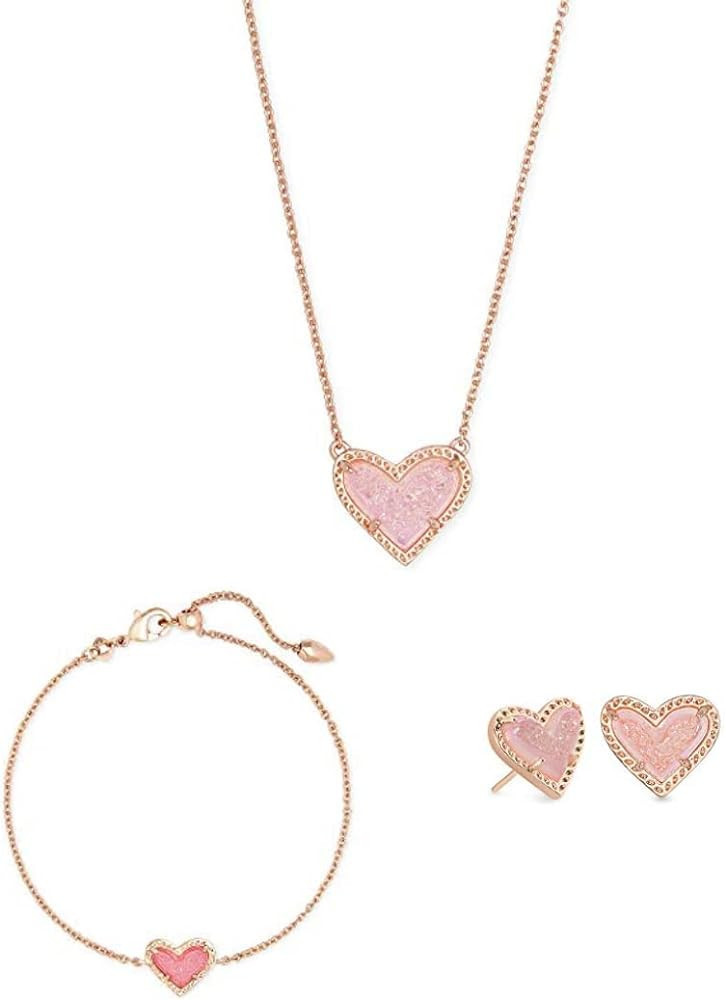 Kendra Scott Ari Heart Adjustable Length Pendant Necklace, Ari Heart Stud Earrings, and Ari Heart... | Amazon (US)