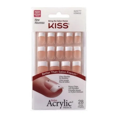 Kiss Salon Acrylic French Nail Kit Medium Length 28 Ea 2 Pack | Walmart (US)