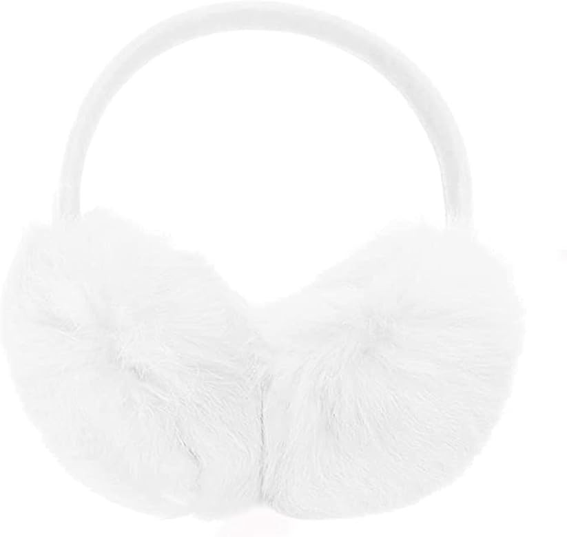 C.X.Z Faux Fur Winter Fluffy Earmuff Ear Warmers Wraps Shield Behind the Head Design Plush (White... | Amazon (US)