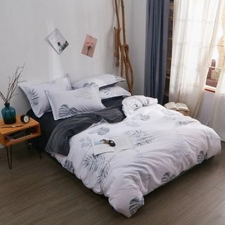 Leaf Print Bedding Set: Bed Sheet + Duvet Cover + Pillow Case | YesStyle Global