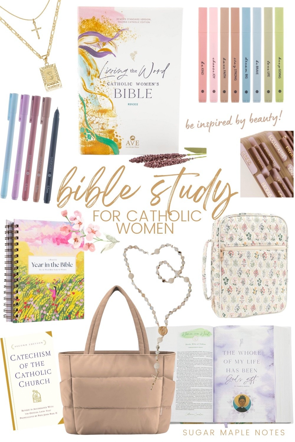 ✨ Catholic Women’s Bible Study Essentials ✨
Everything you need for your faith journey in one place: a women’s journaling Bible, Bible study book, a beautiful Bible bag + cover + tabs, no-bleed pens & highlighters, a rosary, and the Catechism of the Catholic Church. Perfect for prayer time, journaling, and growing deeper in your Catholic faith. 📖🙏 #CatholicBibleStudy #CatholicWomen #BibleStudyForWomen #CatholicDevotional #CatholicGifts #FaithEssentials