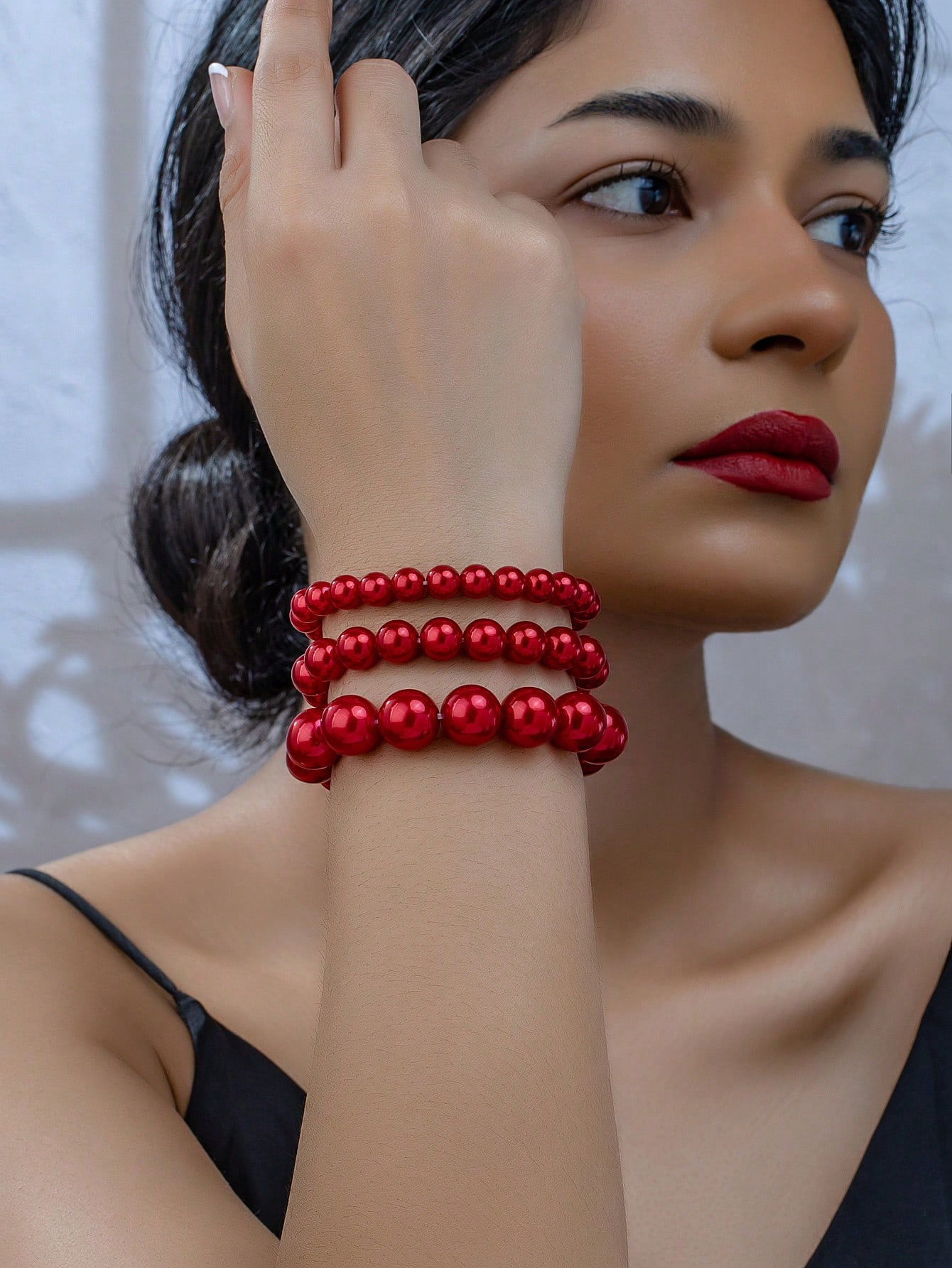 1set Asymmetrical Sized Faux Pearl Decor Elegant & Chic French Style Women's Bracelet Set, Popula... | SHEIN