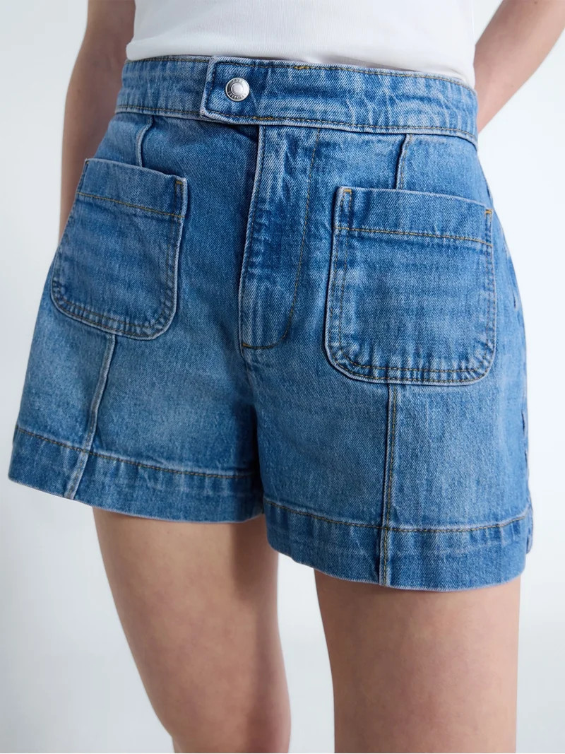 Free Assembly Women's Patch Pocket Denim Shorts, 3" Inseam, Sizes 0-18 | Walmart (US)