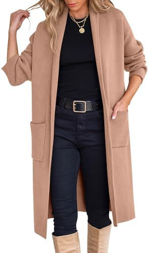 ANRABESS Women's Cardigan Long Sweater Oversized Open Front Knit Coatigan Duster Coat 2025 Trendy... | Amazon (US)