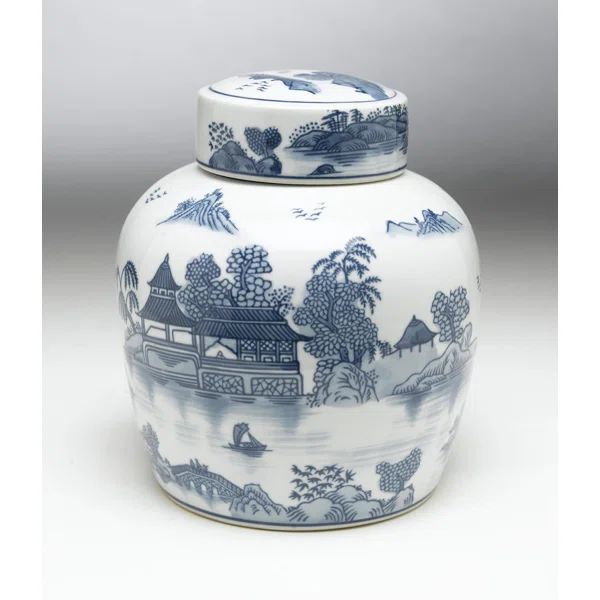 Desin Blue 9'' Porcelain Jar | Wayfair Professional