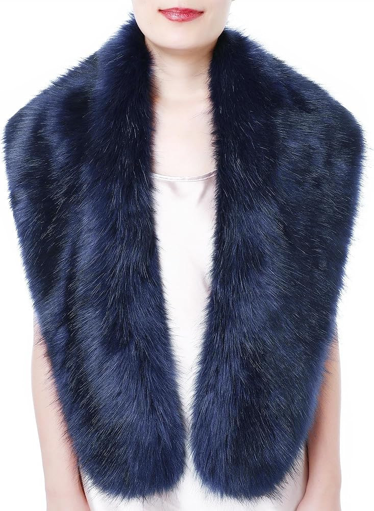 Dikoaina Women's Faux Fur Collar Scarf Wrap – Winter Warm Shawl Cape Elegant Neck Warmer for La... | Amazon (US)