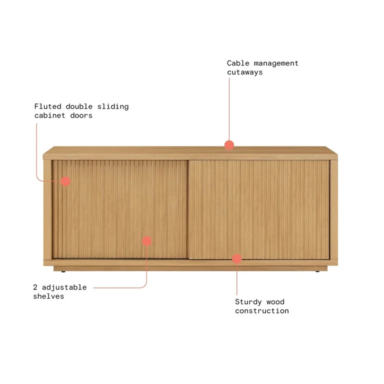 Beautiful Fluted TV Stand for TV’s up to 70” by Drew Barrymore, Warm Honey Finish - Walmart.c... | Walmart (US)