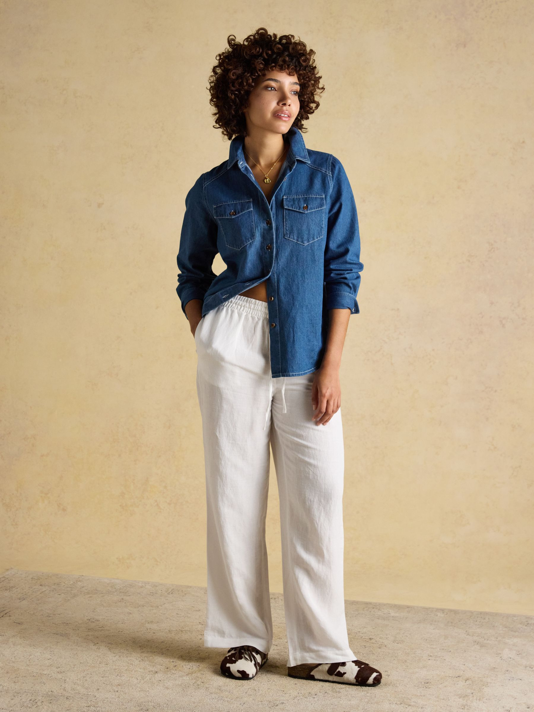 Mid Wash Blue Relaxed Fit Denim Shirt | Joules | Joules
