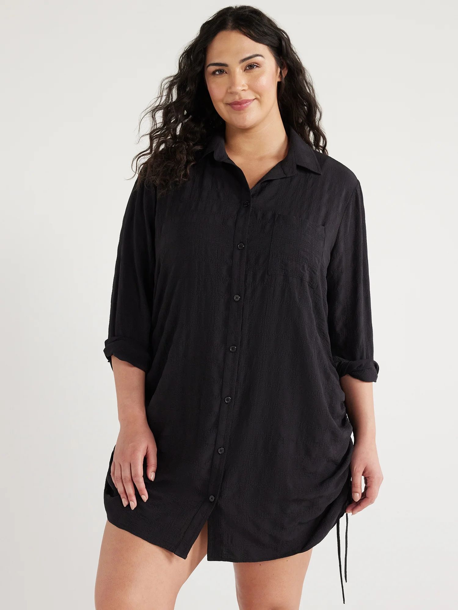 Time and Tru Women's and Women's Plus Shirt Coverup with Long Sleeves, Sizes S-3X | Walmart (US)