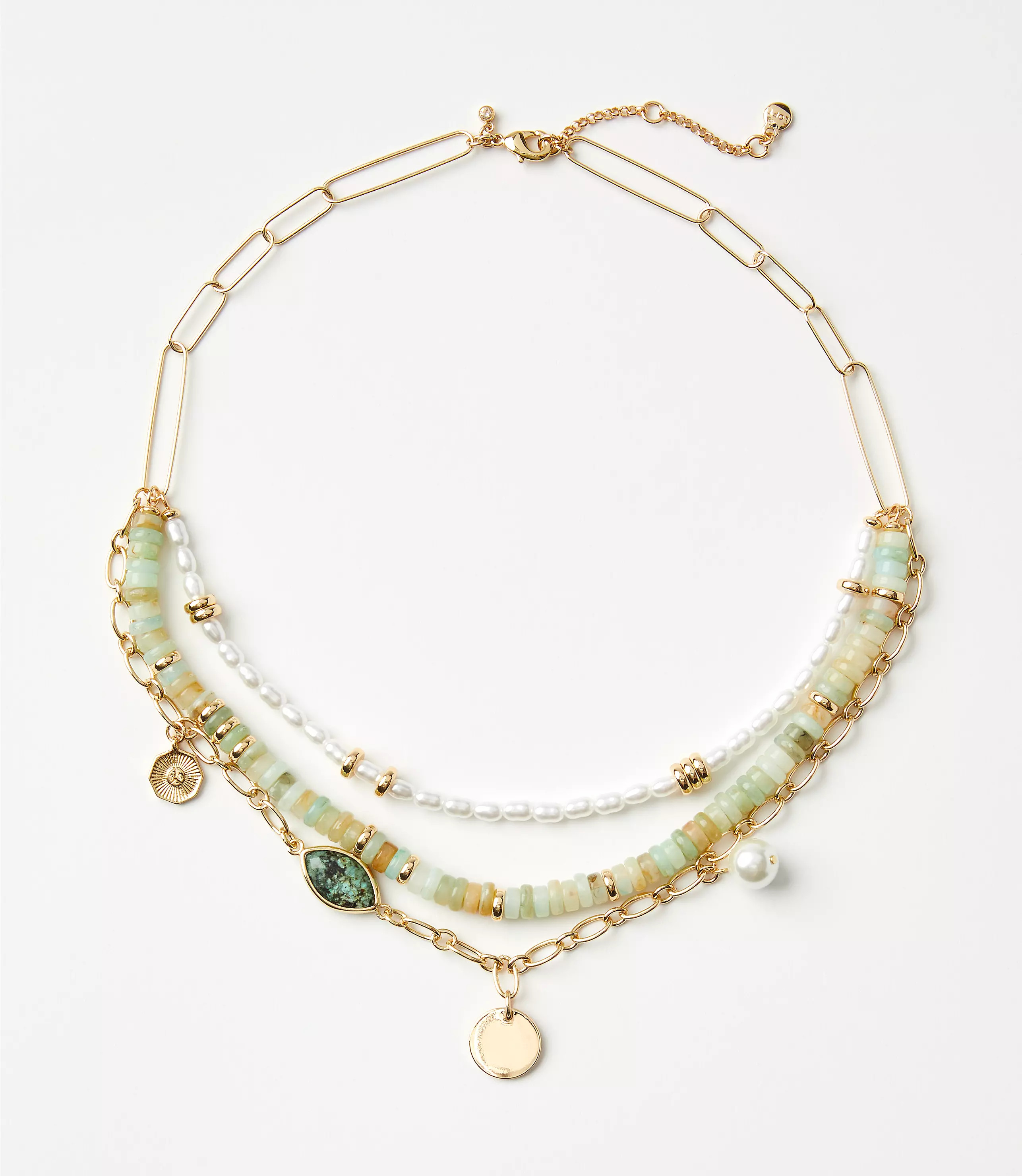 Pearlized Layered Charm Necklace | LOFT