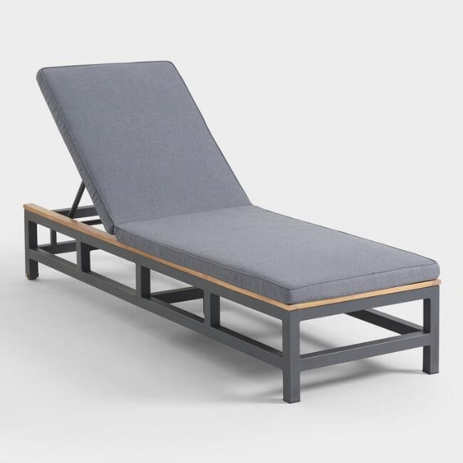 Gray Wood and Metal Alicante Outdoor Chaise Lounger | World Market