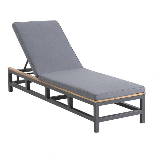 Gray Wood and Metal Alicante Outdoor Chaise Lounger | World Market