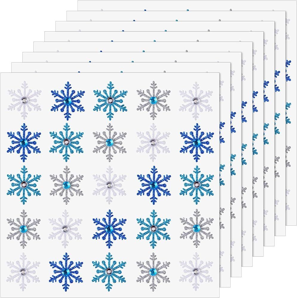 Outus Snowflake Dimensional Stickers Christmas 3D Snowflake Stickers Diamond Snowflake Decoration Stickers for Christmas Holiday Envelopes Winter Decoration Crafts, 4 Colors(200 Pieces) | Amazon (US)