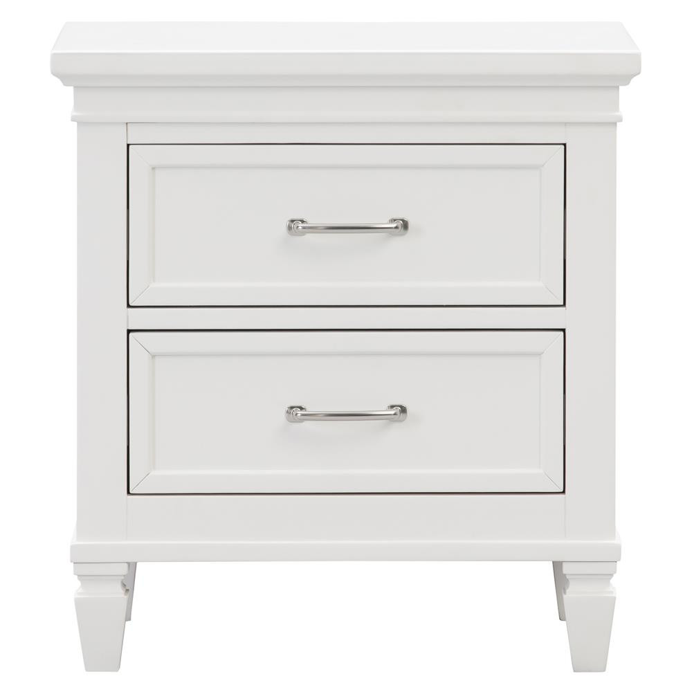 Namesake Darlington French Country Warm White Pine Wood Nightstand | Kathy Kuo Home